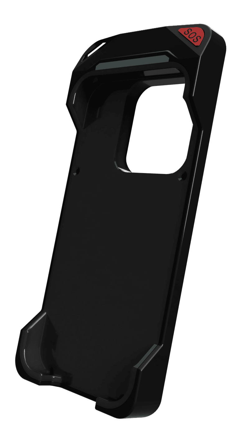 Zorya, a rugged smartphone case with a red SOS button